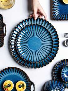 1 pieza Plato de porcelana vintage redondo con diseño floral, para uso doméstico en desayunos, pasteles y meriendas, organizador de cosméticos y joyas, plato para bistec comercial, regalo de Navidad