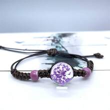 可調節搭配乾燥勿忘我花束手鍊,diy手工珠寶手鍊,創意時尚繩狀手鍊 - 白繩-玫瑰紅色 - 查看 9