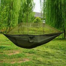 Double Hammock With Mosquito Netting, Anti-Flip Design, Suitable For Outdoor Camping And Home Use - Olive Green - View 1