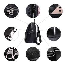Mochilas Antirrobo Impermeable para Mujer, 3 En 1 Mochila de Mujer de PU, Mochilas para Mujer, Bolsos Antirrobo Casual Dama, Bolsas Casuales de Moda para Mujer - Negro - Ver 6