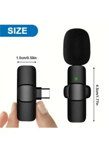 Mini Wireless Lapel Microphone Compatible With Iphone 15 Android Phone Laptop USB C Small Wireless Microphone For Video Recording Vlog With Additional USB Adapter - Wireless Microphone - View 7