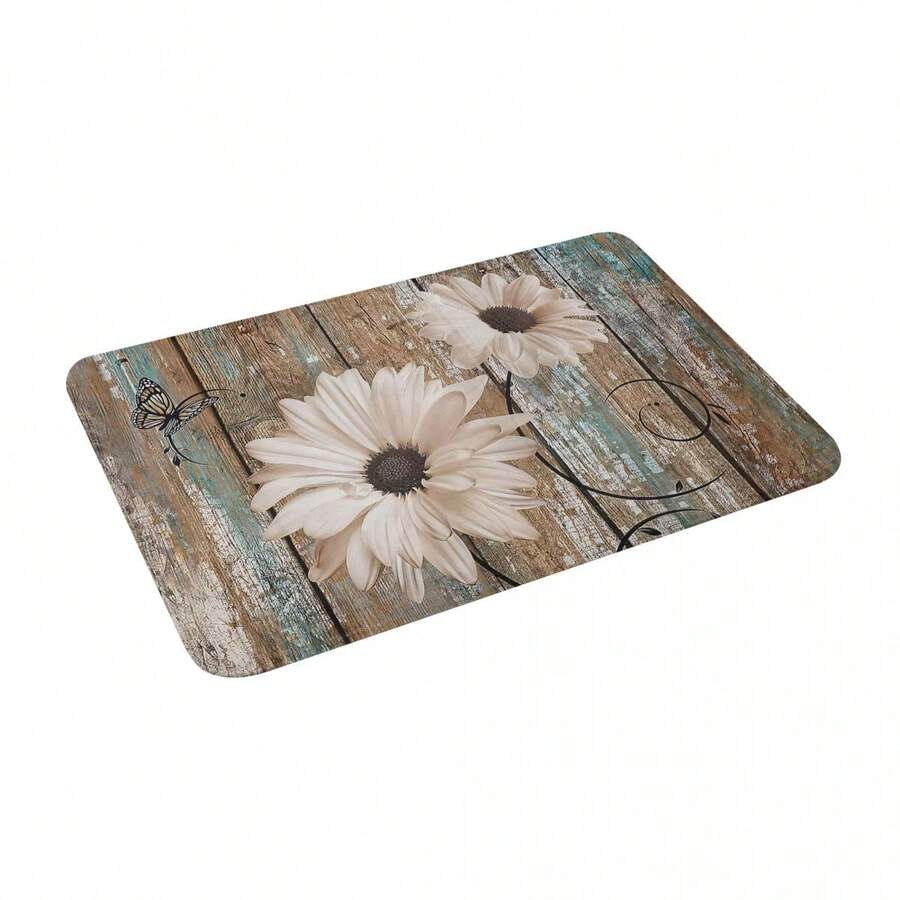 1pc Double Flower Design Thickened Door Mat, 2cm Thick, Strong Water Absorption And Non-Slip - Multicolor - View 1