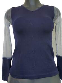 Blouse With Long Sleeves Transparency Stretch Look - 藏蓝色 - 查看 2