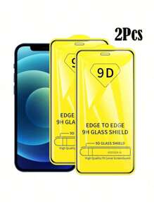 2 MICAS DE CRISTAL VIDRIO TEMPLADO COMPLETA 9D PARA IPHONE - transparente - Ver 1