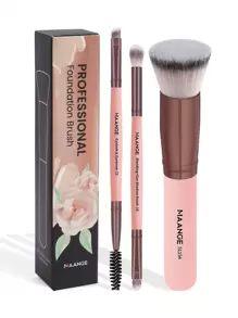 MAANGE 3/7pcs Makeup Brush Set, Includes 3 Makeup Brushes + 4 Accessories: Foundation Brush, Eyelash Brush, Eyeshadow Brush, Blending Brush, Eyebrow Brush, Makeup Brush Gift Set, Women Girls Travel Makeup Brush Beauty Tools - Watermelon Pink - View 2