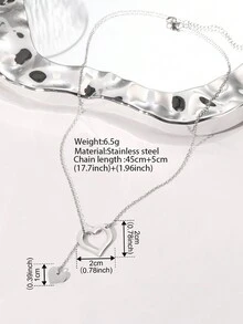 Aomogo 1條不鏽鋼項鍊,帶有空心心形吊墜,情人節/婚禮禮物愛的聲明項圈項鍊 - 款式 - 查看 6