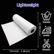 1 rollo de entretela de vellón fusible termoadhesivo para costura y acolchado, 12 pulgadas * 5 yardas, acolchado termoadhesivo sin tejer con un estabilizador de espuma fusible de un solo lado en color blanco para bolsas de tela DIY y decoración del hogar - Blanco - Ver 3