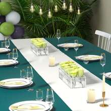 1pc Vaso de flores de acrílico transparente, peça central floral retangular para mesa de jantar, vaso decorativo retangular longo para casamentos, decoração de casa, vaso decorativo floral moderno para mesa de jantar, decoração de casamento, peça central, decoração de mesa, festa - Claro - Ver 4