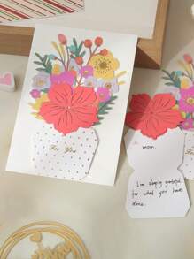 1 Set 3D Greeting Card For Mother's Day, Birthday, Festivity, Thanksgiving, Best Wishes And Message Card, Includes 1pc - Multicolor - View 3