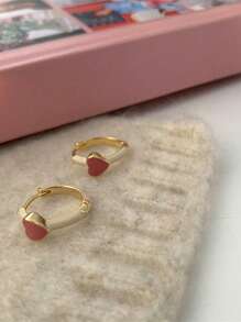 Andkiss Heart Decor Hoop Earrings