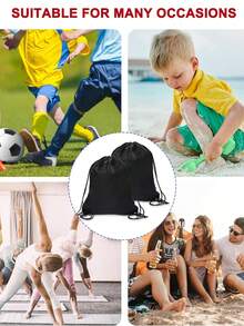 2PCS Drawstring Bags Sport Bags Drawstring Gym Bag Black Draw String Bags Drawstring Backpack For Sports, Gym, Travel, Swimming, Beach - Black - View 5