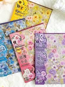 1袋5入 Diy剪貼簿用品,花卉貼紙,防水鍍金閃爍處理,可自由裁剪,裝飾相框筆記本手機殼 - 紫色 - 查看 2