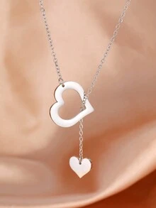 Aomogo 1條不鏽鋼項鍊,帶有空心心形吊墜,情人節/婚禮禮物愛的聲明項圈項鍊 - 款式 - 查看 9