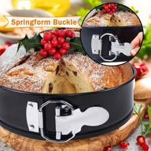 3 Pieces Of Spring-Lock Cake Pans (5 Inches/7 Inches/9 Inches), Detachable Bottom Baking Cake Molds, Loose-Bottom Baking Pan, Non-Stick Cheesecake Pan, Leak-Proof Round Cake Baking Pan, Oven Accessories, Baking Tools, Kitchen Accessories - Black - View 6