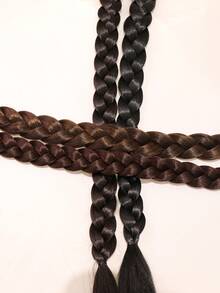 1件兒童合成高溫柔軟頭髮假髮，適用於編辮子和馬尾辮，適合女孩日常穿著，淺啡色 - Light Brown - 查看 4