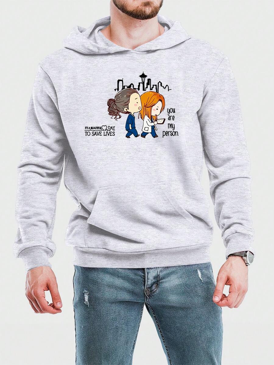 Men Hoodies - Màu Xám nhạt - Xem 1