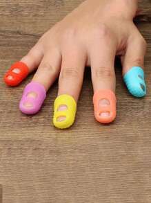 5pcs Breathable Silicone Thimble For DIY Crafts And Sewing - Silicone Finger Protective Finger Sleeve Guitar Finger Sleeve Beginner's Practice Of Using String Protectors (5 Colours,5 Size) - Multicolor - View 2