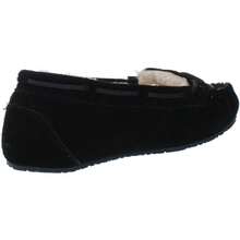 Minnetonka Lodge Trapper Womens Suede Slip On Moccasins - đen/tự nhiên - Xem 2