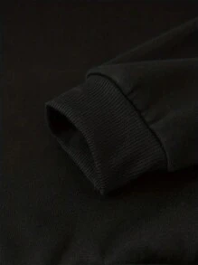 Capucha con estampado floral y letra con cordón con forro térmico - Negro - Ver 5