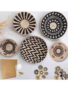 Meching Basket Wall Dr Set, Hanging Woven Wall Basket Dr, Boho Wall Baskets Dr, Basket Wall Art Dr, -Friendly Round Woven Wall Dr, Boho Rattan Wall Dr Gift - Multicolor - View 7