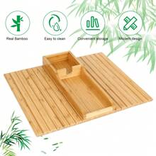 Sofa Tray Made Of Bamboo, Sofa Tray Non-Slip Armrest Couch Tray With Cell Phone Slot & Cup Holder - Yellow - View 3