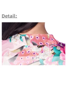 1 Cô Gái Tuổi Teen Trung Chiều Dài In Hình Con Công Đồ Ngủ, Áo Choàng Tắm Satin Mỏng Cho Mùa Hè, thường Ngày Hở Mặt Trước Áo Dây Cho Gia Đình - Hồng - Xem 6