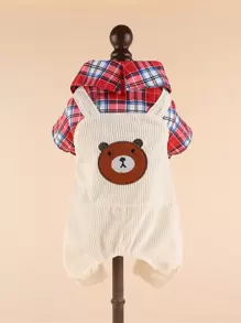 灯芯绒熊小型犬和中型犬服装，春夏季四腿宠物狗和猫幼犬服装 - 藍色 - 查看 12