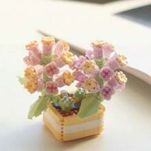 Variedad De Flores De Bloques De Construcción En Miniatura Con Macetas De Plástico, Incluidos Girasoles Y Rosas - Divertido - Ideal Para Decoraciones De Interiores Del Hogar, Regalos De Inauguración De Casa - Plantas en macetas con bloques de construcción de micropartículas. - Ver 12