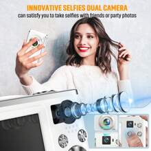 Cámara Digital, 4K Autofocus Cámara Digital con 32G Tarjeta SD Delantera y Trasera Cámaras Duales, HD 48MP con 2.8" Pantalla Grande, 16X Zoom Digital, Recargable Cámara Compacta para Principiantes (Blanco) - Blanco - Ver 2
