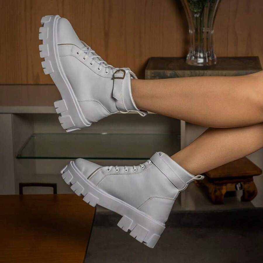 Women Mid-Calf Boots - trắng - Xem 1