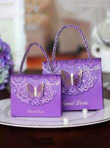 10pcs Hollow Butterfly Creative Gift Boxes Set, Portable Wedding Party Favor Packaging Boxes In Multiple Sizes, Back To School Valentine Day