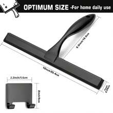 1PC Black Handheld Shower Squeegee With Hook, For Glass Window Bathroom Water Removal Scraper - Black - View 8