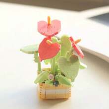 Variedad De Flores De Bloques De Construcción En Miniatura Con Macetas De Plástico, Incluidos Girasoles Y Rosas - Divertido - Ideal Para Decoraciones De Interiores Del Hogar, Regalos De Inauguración De Casa - Plantas en macetas con bloques de construcción de micropartículas. - Ver 11