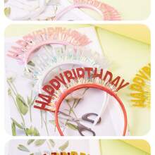 5pcs New Birthday Headbands With Shiny Gold Dust, English "Happy Birthday" Lettering For Party Decorations And Atmosphere - Multicolor - View 6