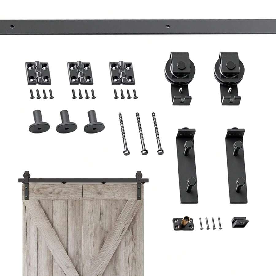 Barn Door Hardware 36 Inches Black Bifold Sliding Door Track Heavy