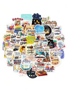 50 Sheets Reading Themed Stickers For Notebook, Phone Cover Decoration - Multicolor - View 11