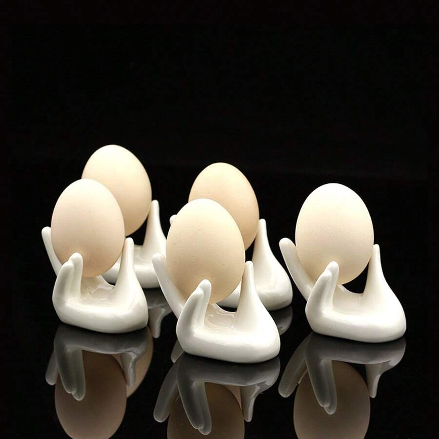 1pc Shaped Ceramic Egg Cup, Modern & Simple Style, White Colors, Suitable For Kitchen & Dining Table Use,Kitchen,Christmas Gift