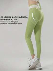 RUNNING GIRL High Waist Tummy Control Yoga Pants Soft Compression Workout Leggings For Yoga Exercise - Green - View 2