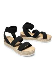 Women's Wedges Sandals Open Toe Ankle Strap Espadrilles Dressy Platform Sandals Buckle Ankle Strap Stylish Valentine's Day Summer Sandals - màu đen - Xem 5