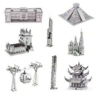 3D Metal Puzzle Assembly Model, DIY Stainless Steel Buckle Jigsaw, Architecture Model, No Glue Required, Birthday Gift, Decor, Landmark