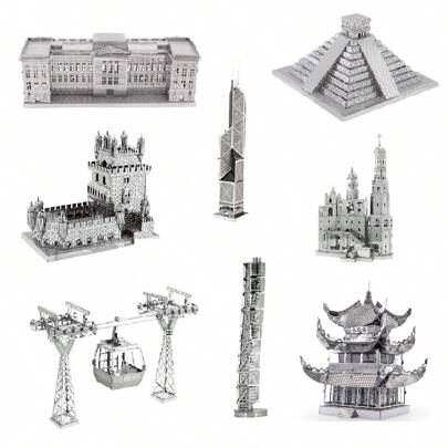 Quebra-cabeça Metálico 3D, Modelo de Montagem DIY, Quebra-cabeça de Fivela de Aço Inoxidável, Modelo de Arquitetura, Sem Necessidade de Cola, Presente de Aniversário, Decoração, Marco