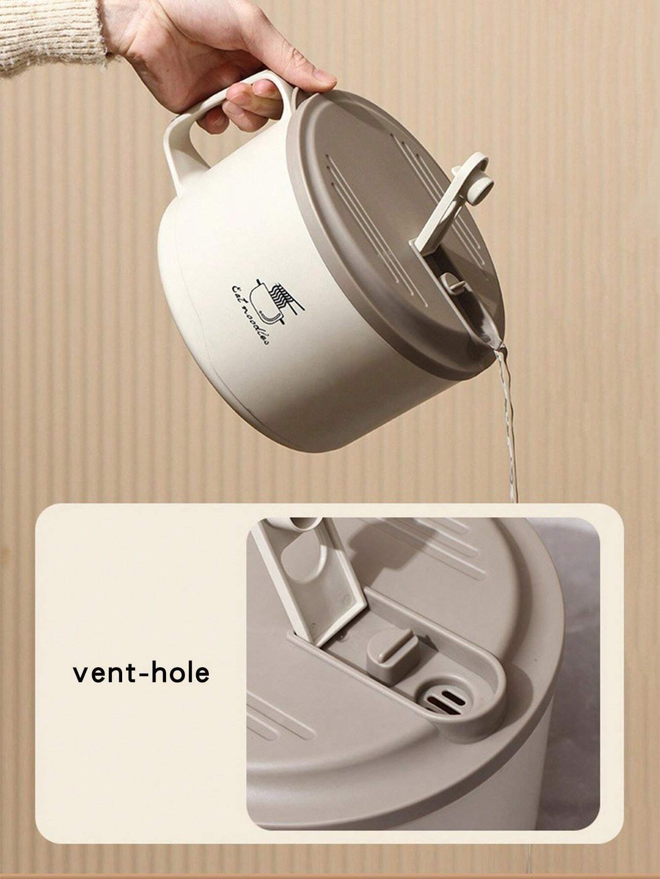 1pc Stainless Steel Noodle Bowl With Lid, Insulated And Heat Resistant