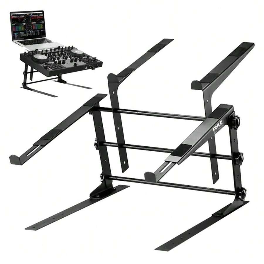 Pyle Universal Dual Device Laptop Stand - Sound Equipment DJ Mixing Workstation - màu đen - Xem 1