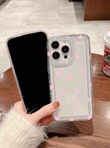 Pink Heart Pattern Air Cushion Creative Shockproof Phone Case Protective Cover Compatible With IPhone - Pink - View 2