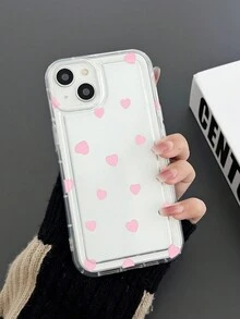 Pink Heart Pattern Air Cushion Creative Shockproof Phone Case Protective Cover Compatible With IPhone - Pink - View 4