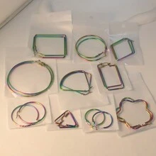 PMKMKM 10對/組不銹鋼多色幾何耳環,時尚簡約耳飾,完美的節日和假期配搭 - 彩色 - 查看 12