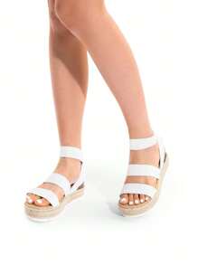 Women's Wedges Sandals Open Toe Ankle Strap Espadrilles Dressy Platform Sandals Buckle Ankle Strap Stylish Valentine's Day Summer Sandals - trắng - Xem 7