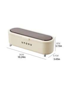 1pc Cutlery Storage Box With Drainage Design For Kitchen Utensils (Including Spoon) With Lid And Dust-Proof Function - Beige - View 4