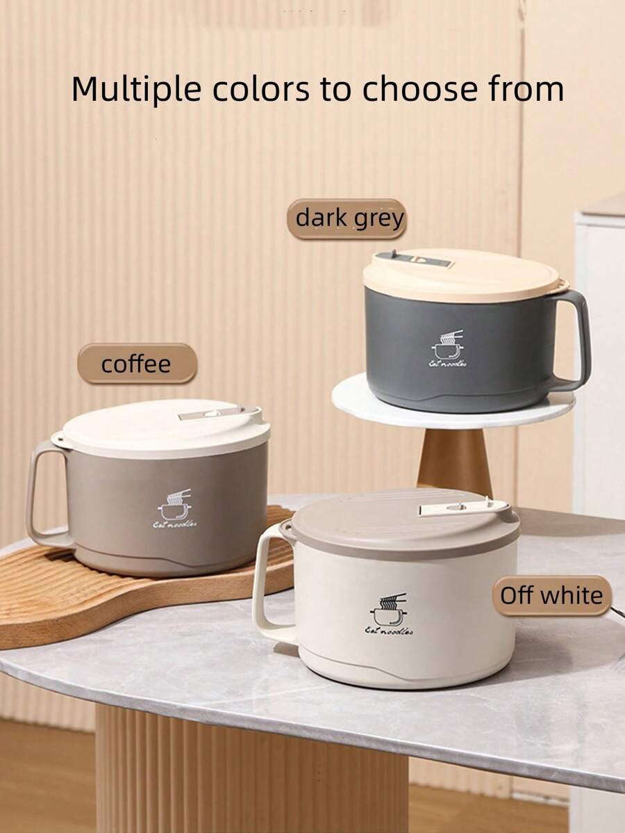 1pc Stainless Steel Noodle Bowl With Lid, Insulated And Heat Resistant