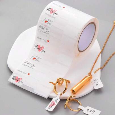 500 Cái Thẻ Giá Trang Sức Nhãn Dán Cuộn Cho Bông Tai Vòng Cổ Xác Định Giá, Labelchoice Hình Chữ Nhật Hình Dạng Tự Dính Trắng Quả Tạ Trống Thẻ Trang Sức Nhãn Dán Cho Vòng Tay, Nhẫn, Trưng Bày Quần Áo Để Làm Đồ Trang Sức